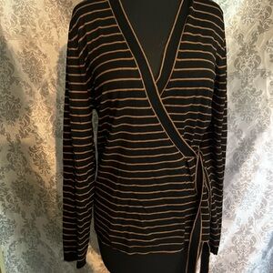 Max Studio Black and Brown Striped Sweater